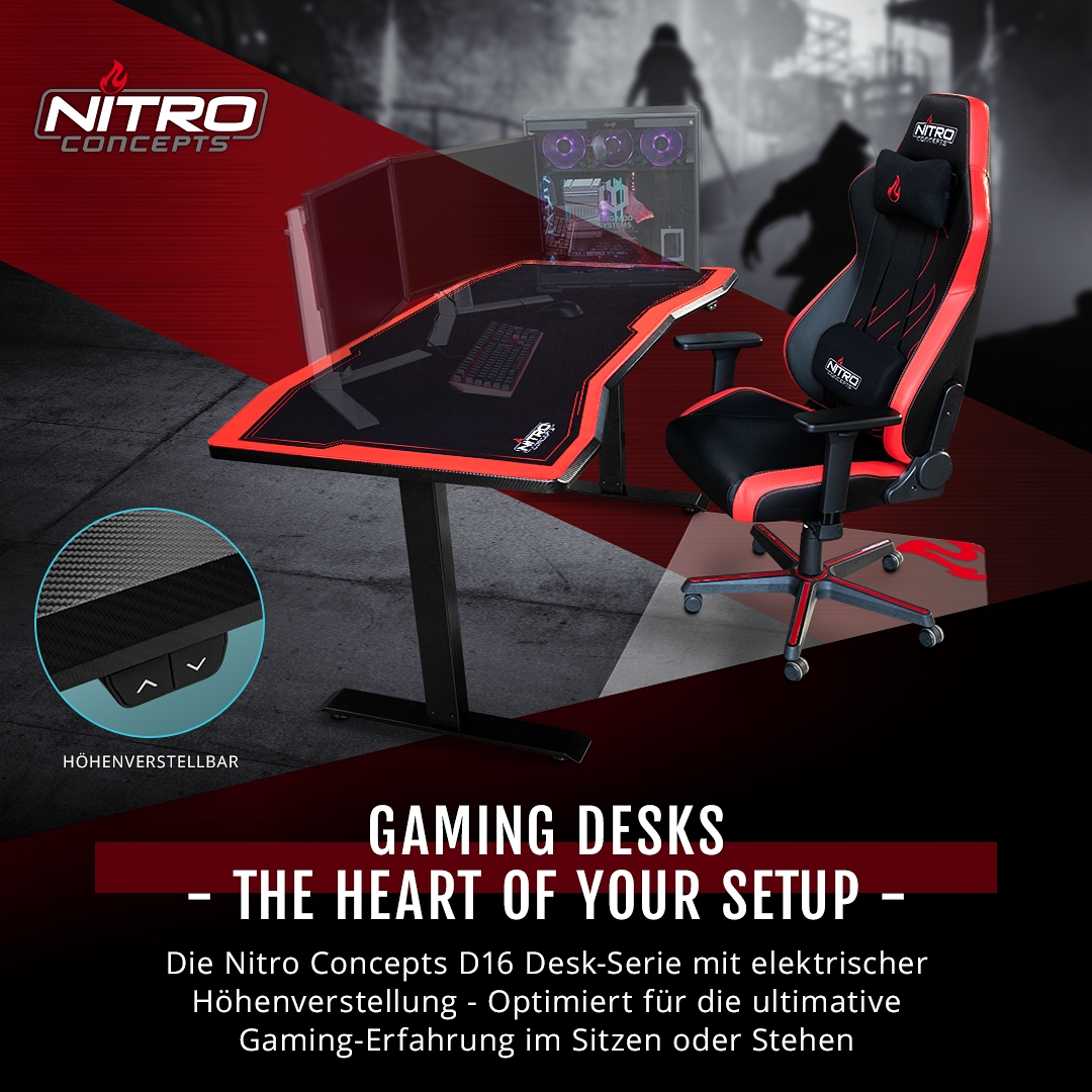 BRANDNEU bei Caseking – The Heart of Your Setup: Nitro Concepts D16 Gaming-Tische