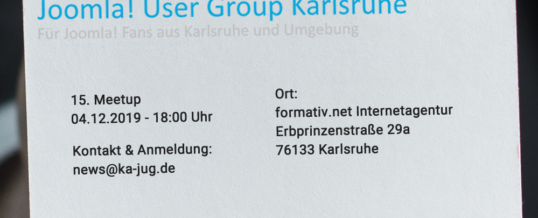 Meetup der Joomla User Group Karlsruhe am 4. Dezember 2019