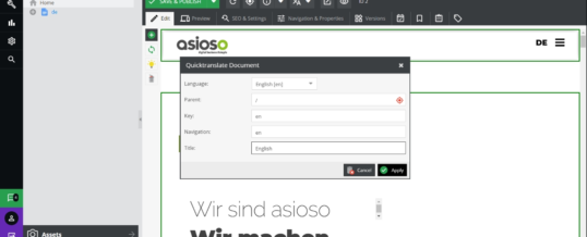 asioso entwickelt DeepL QuickTranslate für Pimcore