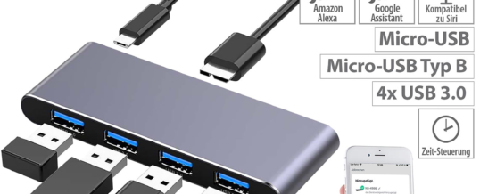 Xystec WLAN-USB-3.0-Hub mit 4 einzeln schaltbaren Ports