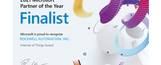 Rockwell Automation im Rahmen der Auszeichnung Microsoft Internet of Things Partner of the Year 2021 zum Finalisten gewählt