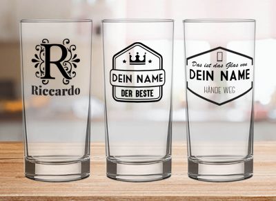 Trinkglas mit eigenem Namen ab 1 Stck. personalisieren