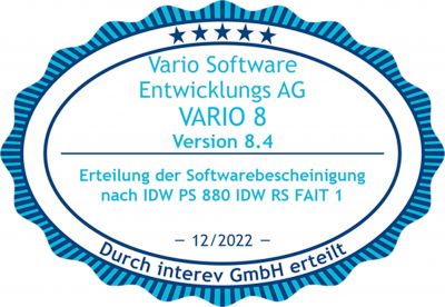 Prüfung bestanden: Die VARIO Software erhält IDW-PS-880-Zertifizierung